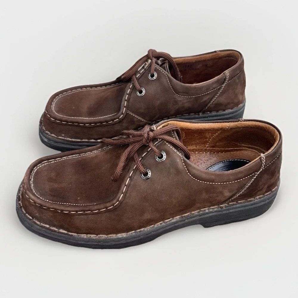 Vintage GH Bass Y2k Mens 9M Brown Nubuck Leather Moc Toe Lace Up Boots Workwear‎